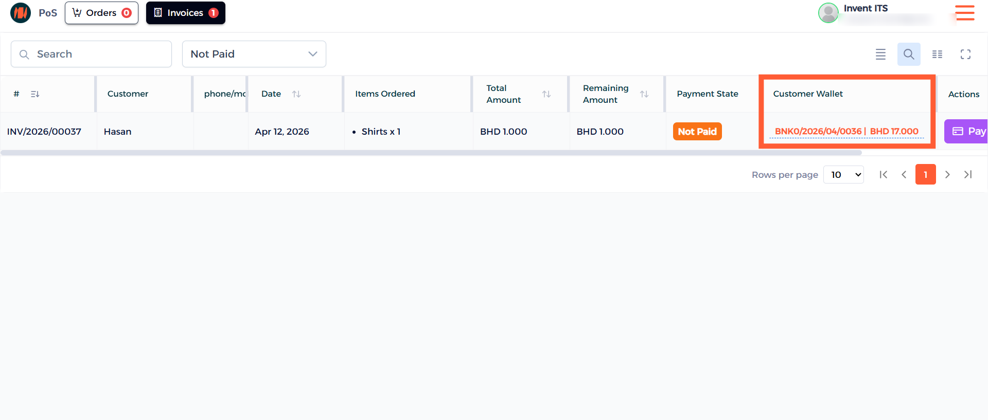 Step 13 - Use Wallet from Invoices