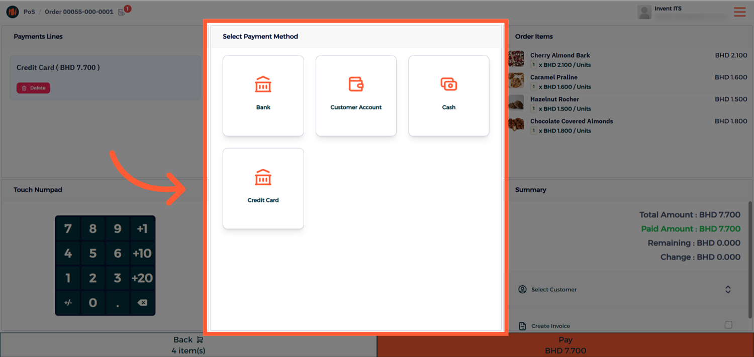 Step 4 - Assign Method to POS
