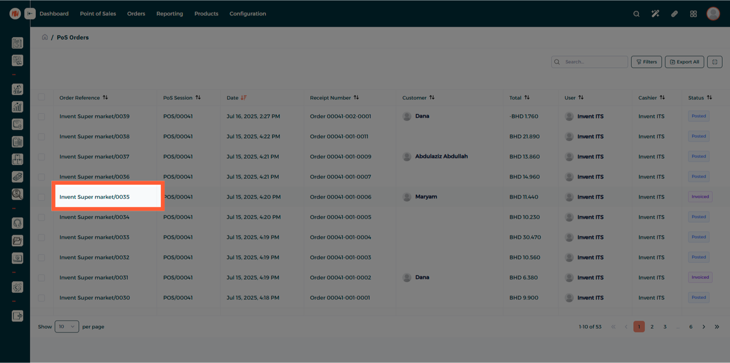 Step 1 - Refund Orders List