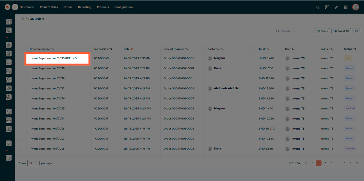 Step 3 - Refund Orders List