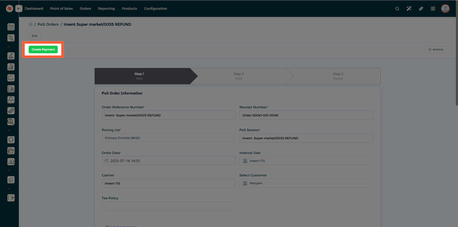 Step 3 - Refund Orders List