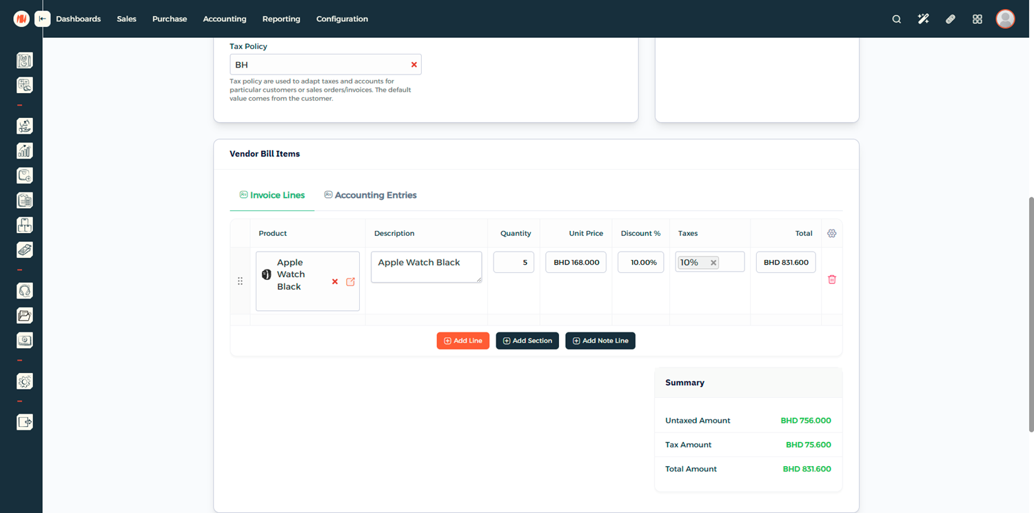 Step 4 - Save Vendor Bill